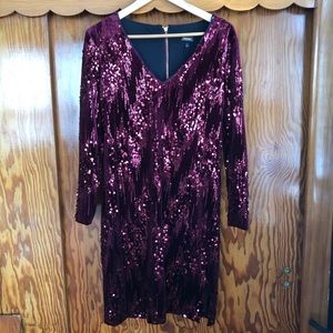 NWT Burgundy Velvet Sequined Party Dress